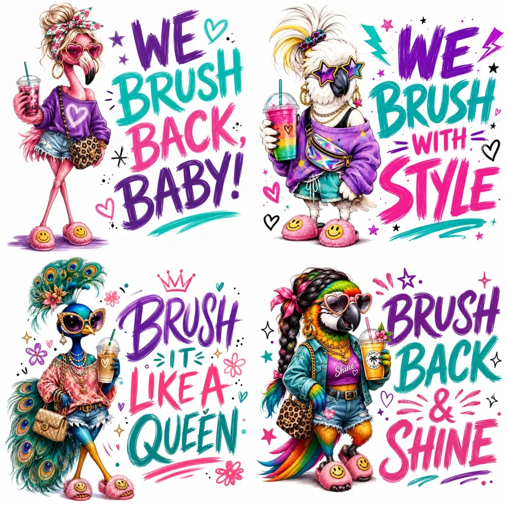 Trendy Girl Bird Brush Typography Packs