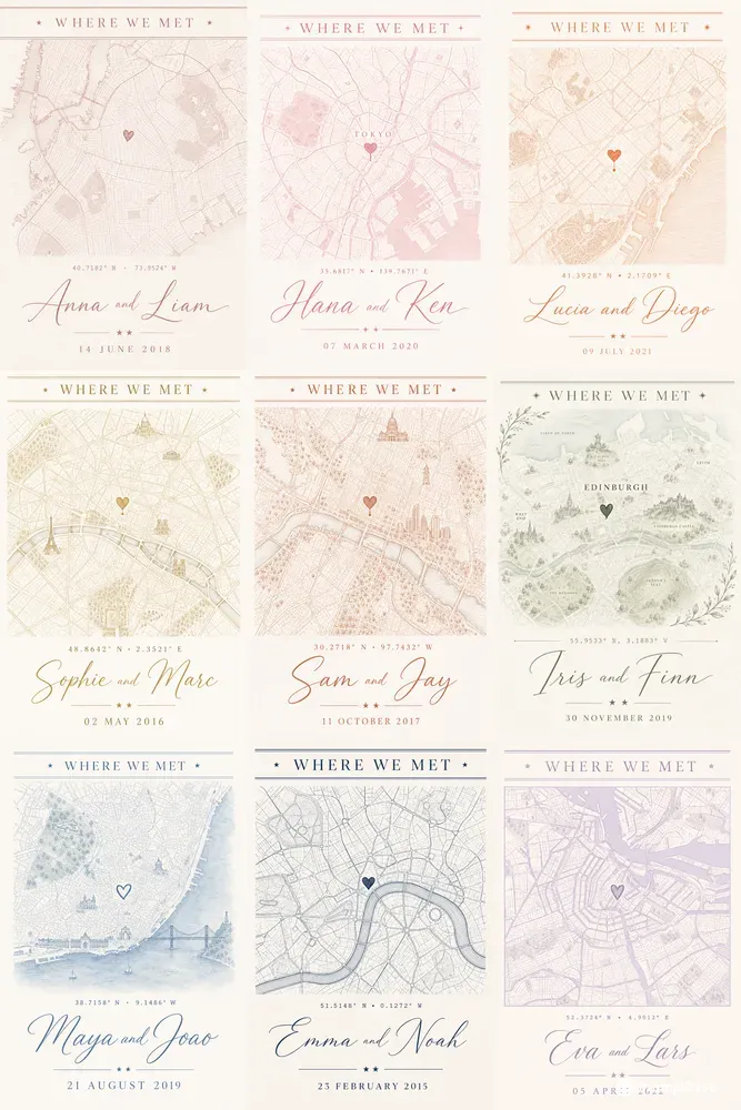 Where We Met Map Print Makers