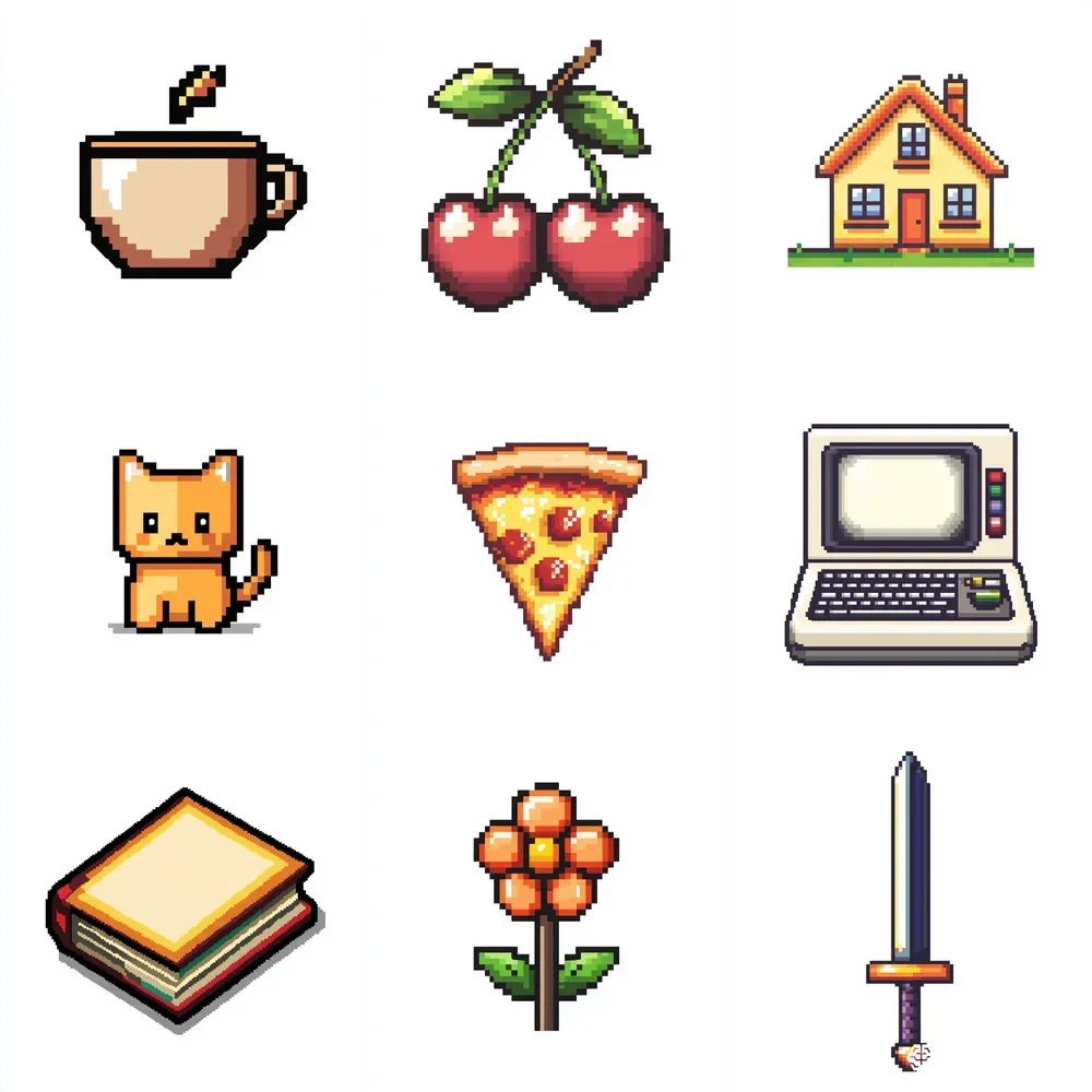 8bit Pixel Art Icons Retro Games