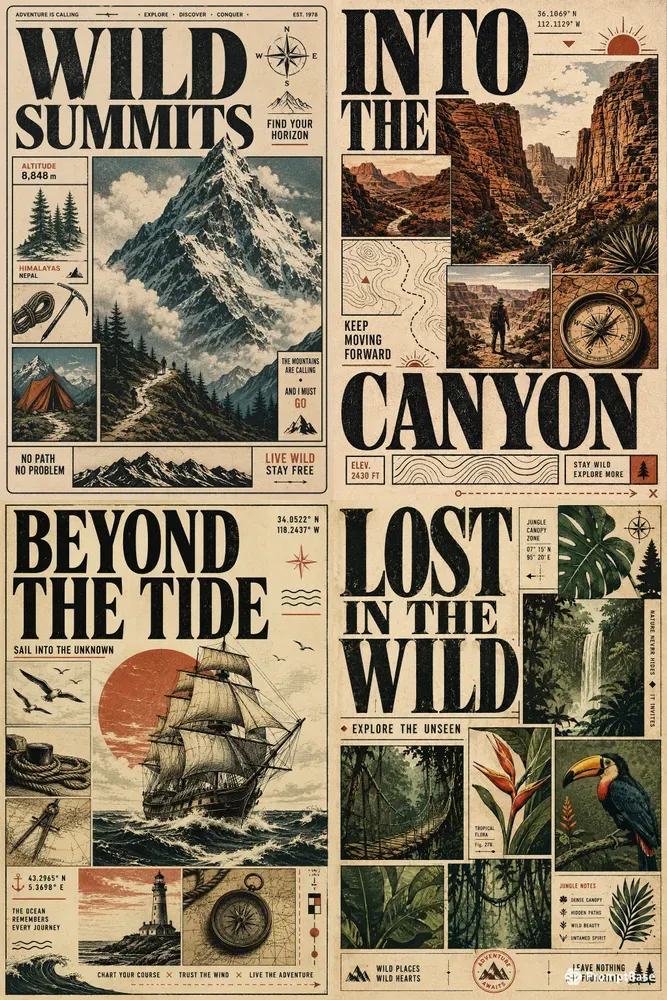 Vintage Adventure Poster Collages