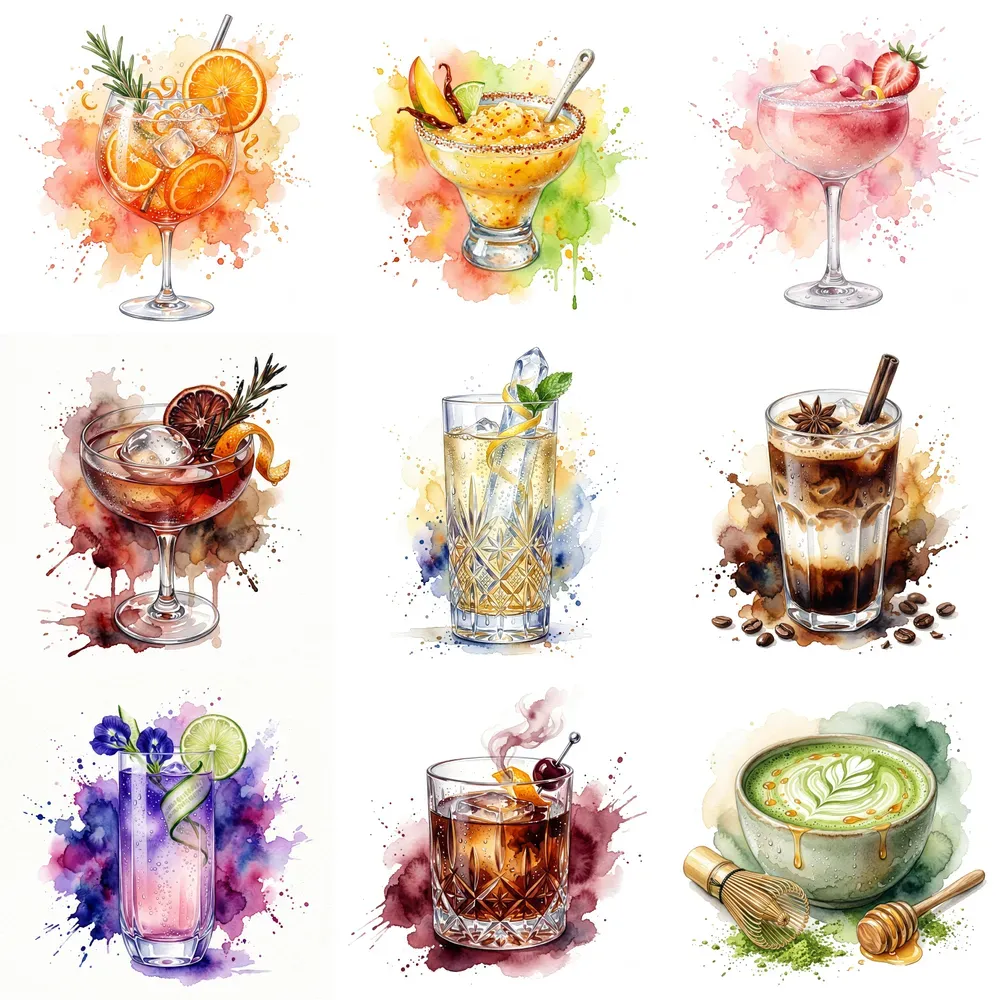 Cocktail Watercolor Illustrations
