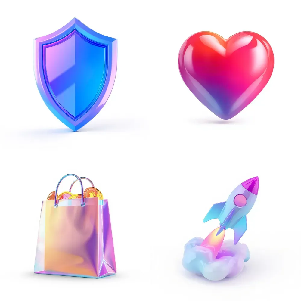 Glossy 3D UI App Icons