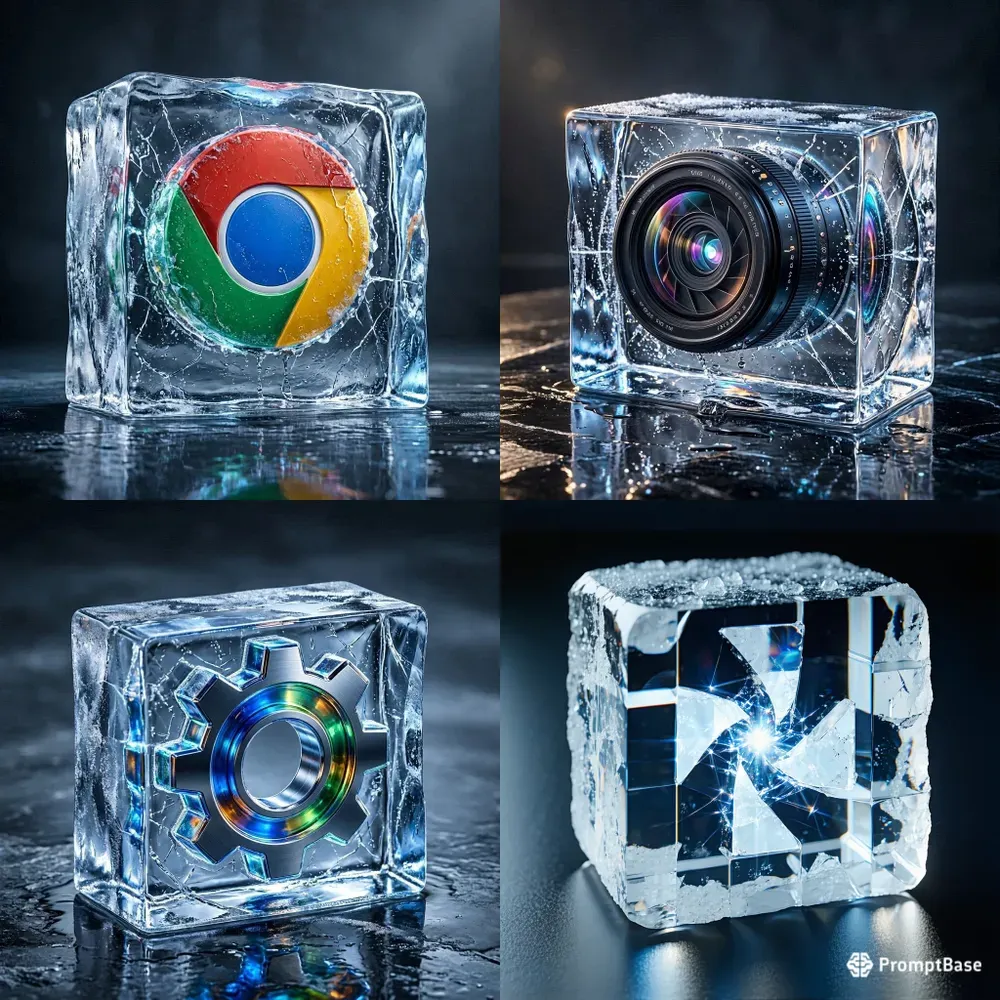 3d Crystal Ice Tech Logos App Icons