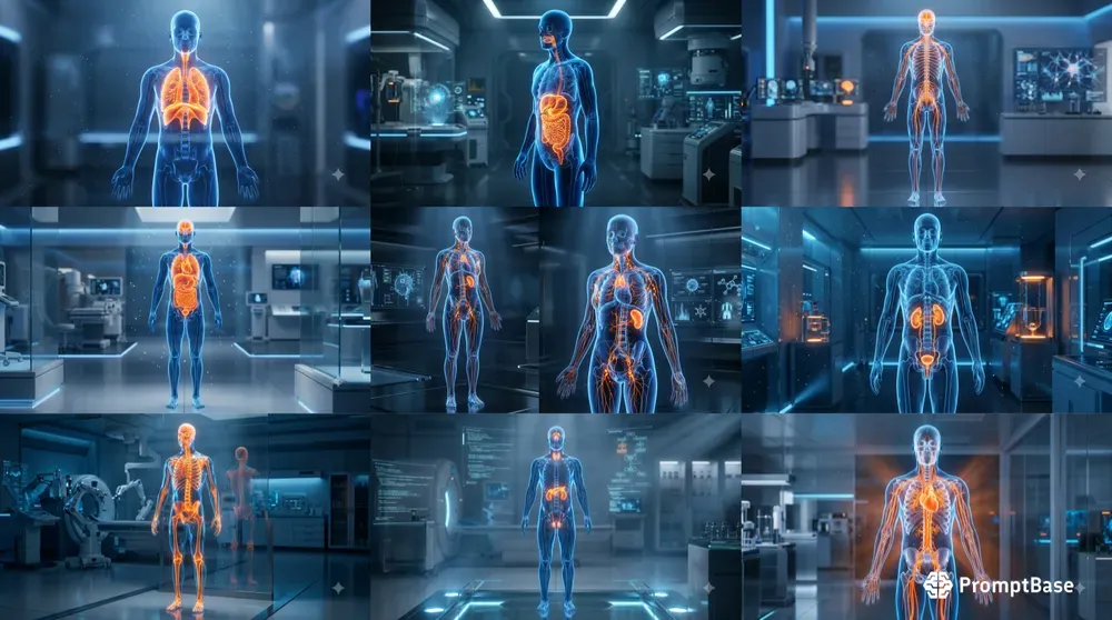 Glowing Human Anatomy Silhouettes
