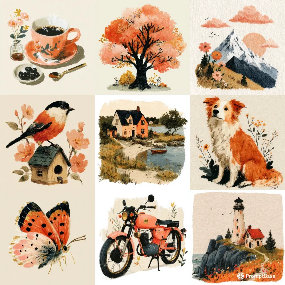 Watercolor Cozy Folk Storybook Art