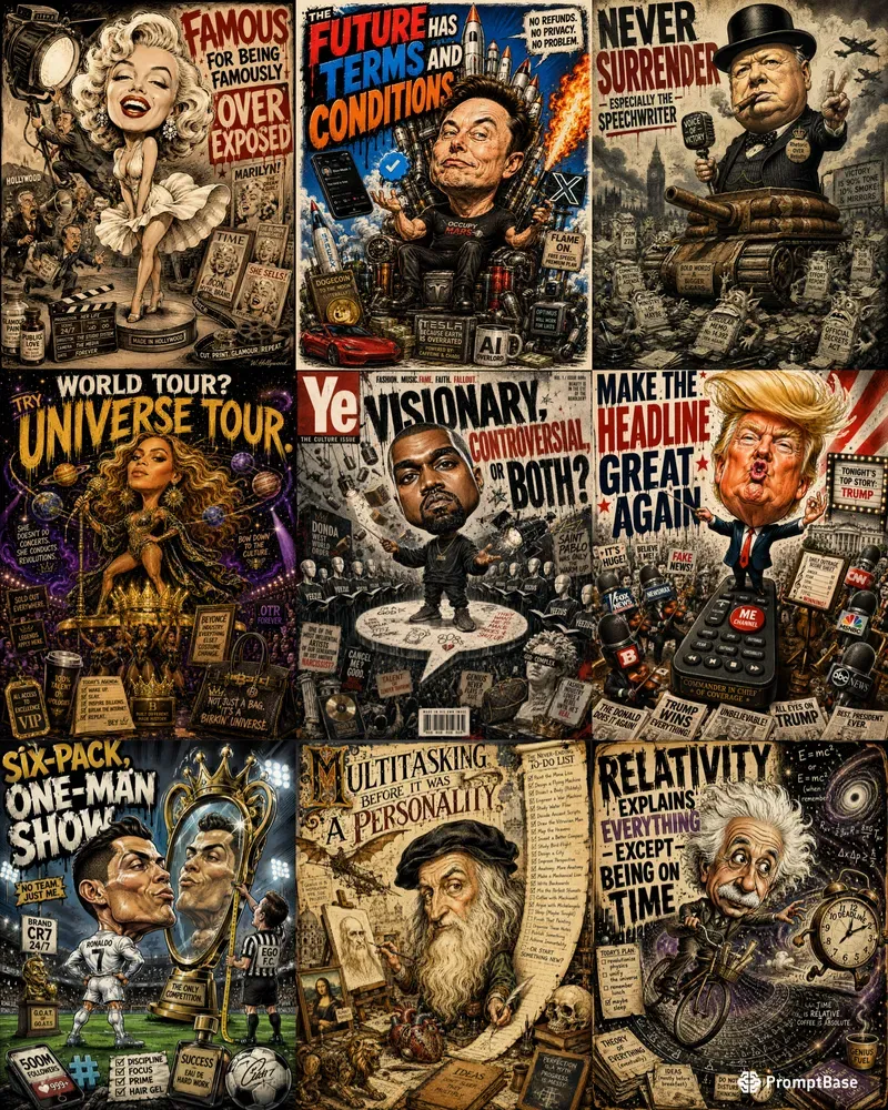 Cinematic Celebrity Caricature Posters