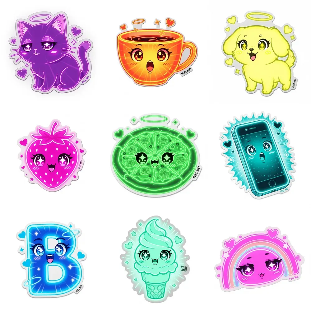Neon Kawaii Sticker Generators