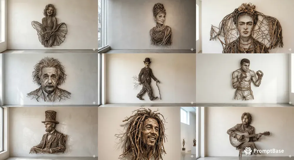 Branch Sculpture Portraits Art