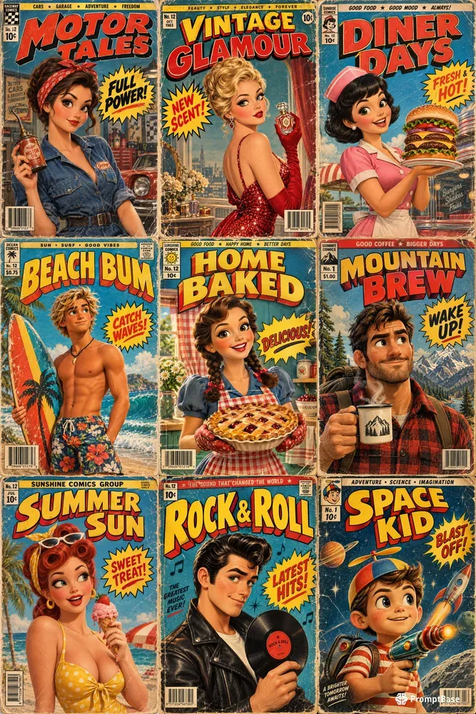 3D Vintage Comic Book Covers