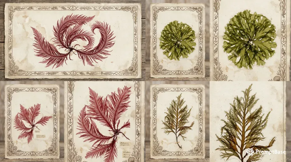 Vintage Seaweed Pressing Art