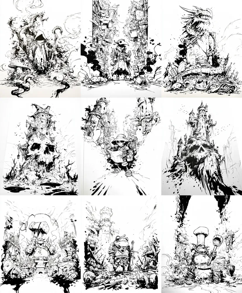 Dark Fantasy Ink Art Coloring Books