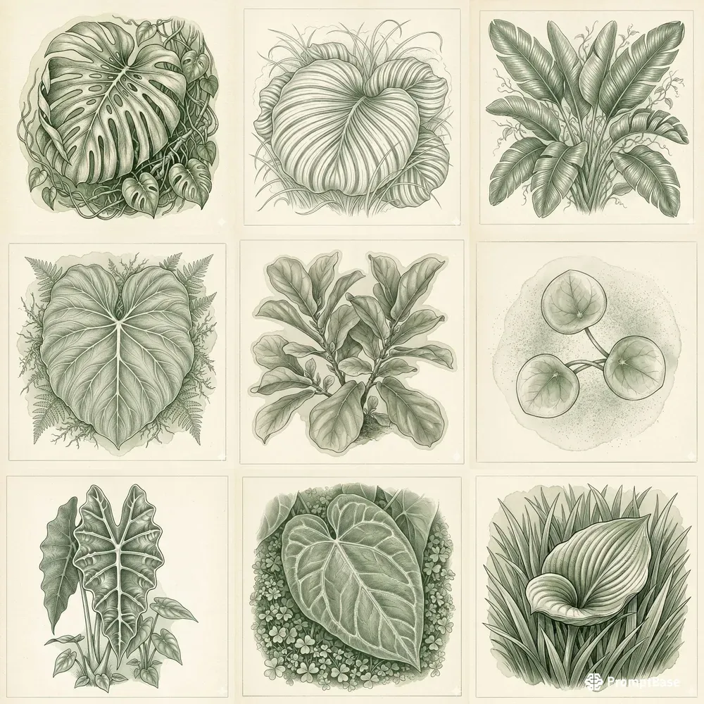 Vintage Tropical Botanical Leaf Studies