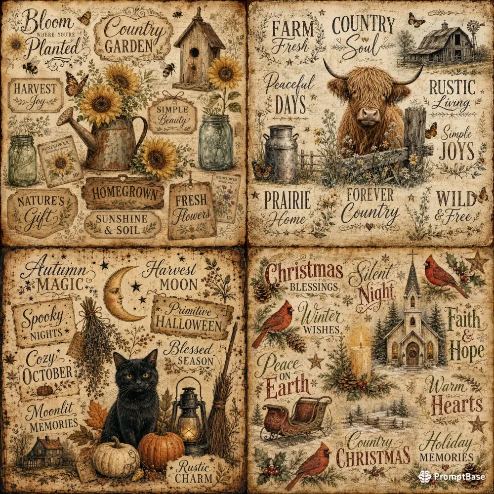 Primitive Typography Collages