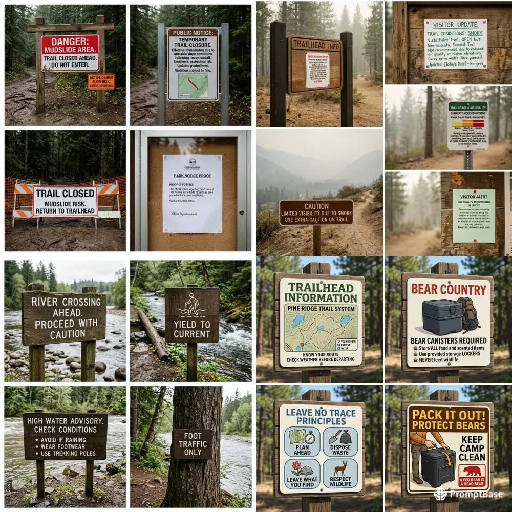 Trailhead Safety Sign Photos