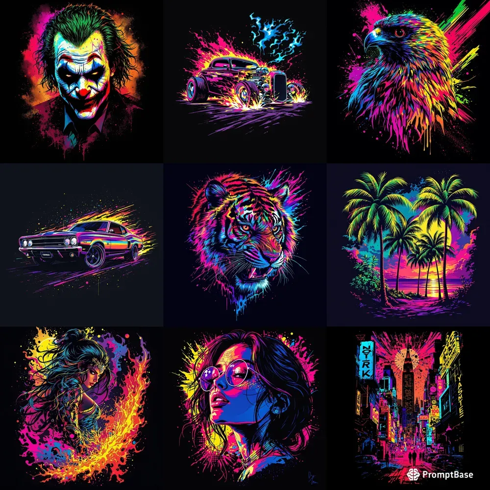 Neon Tshirt Print Designs