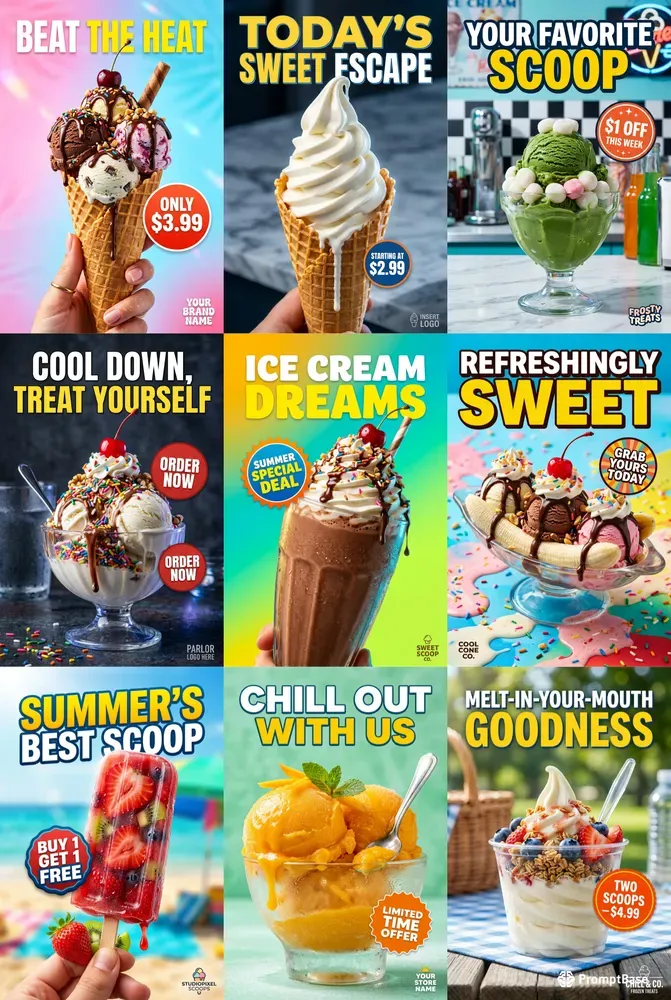 Ice Cream Frozen Treats Ads