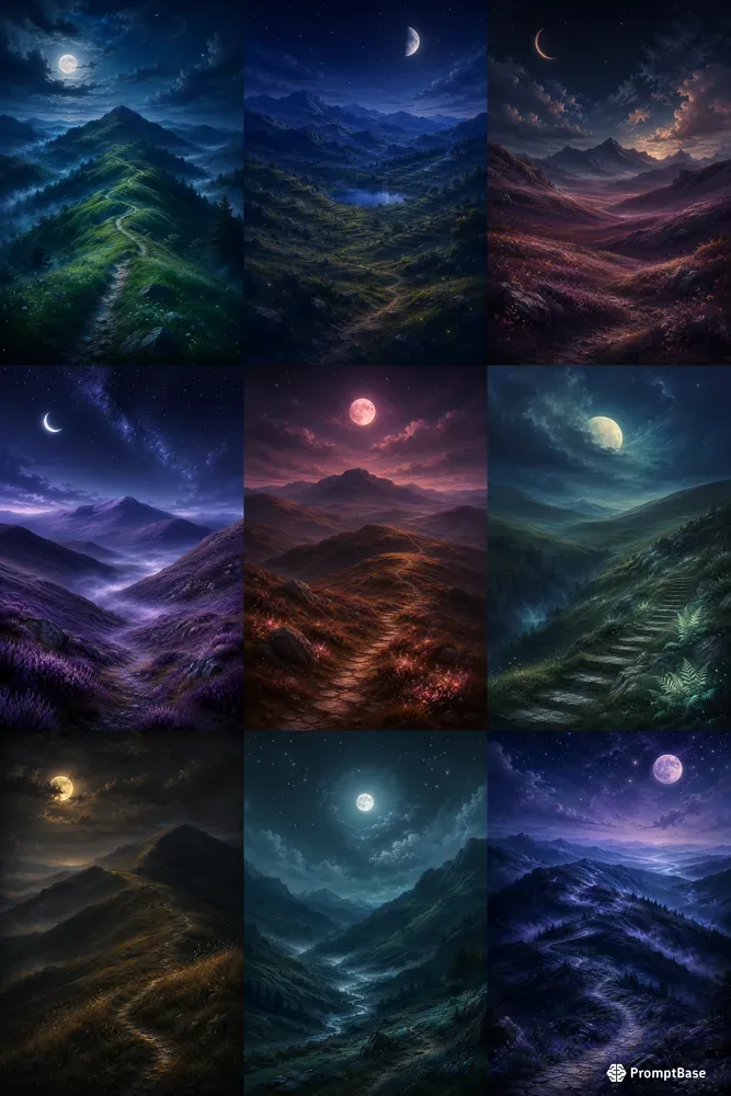 Dream Night Hill Landscapes