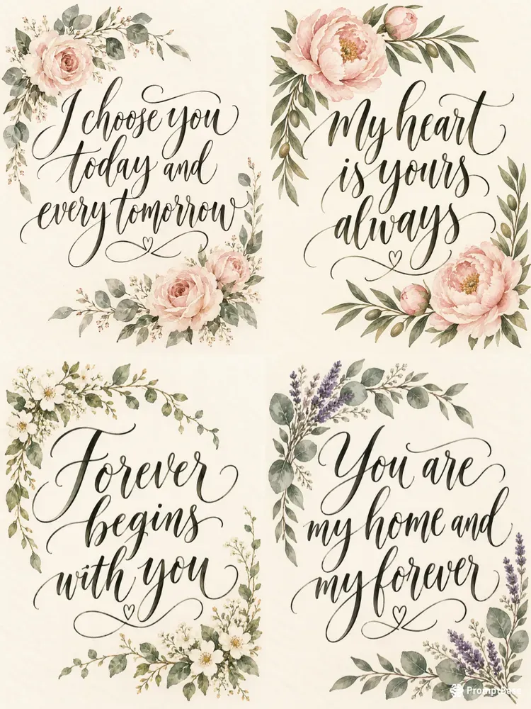 Romantic Wedding Vow Typography Prints