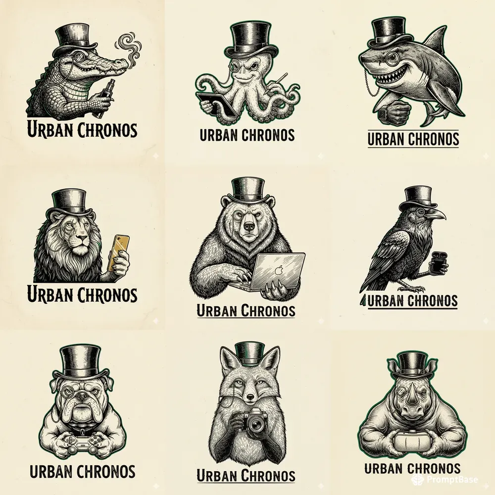 Grunge Linocut Animal Tech Illustrations