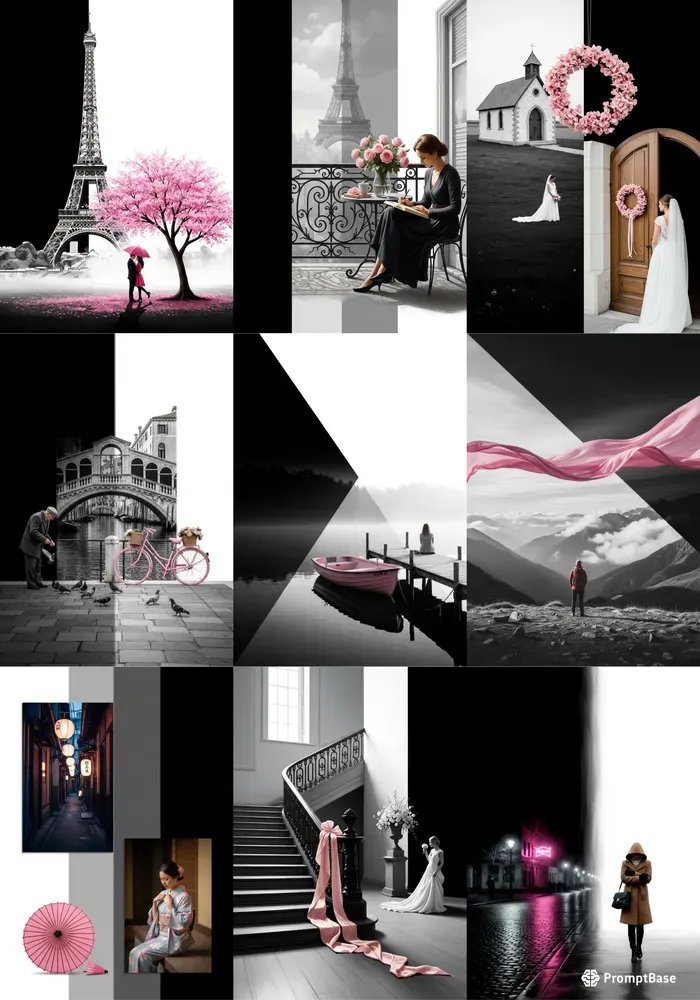 Pink Accent Painterly Scenes