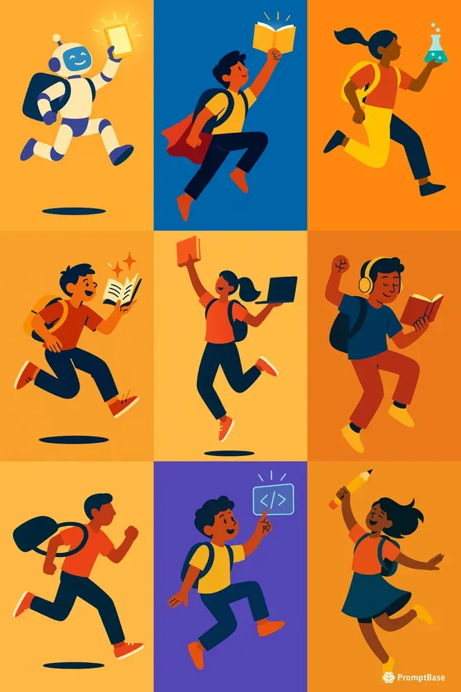 Student Hero Mascots Flat Vector