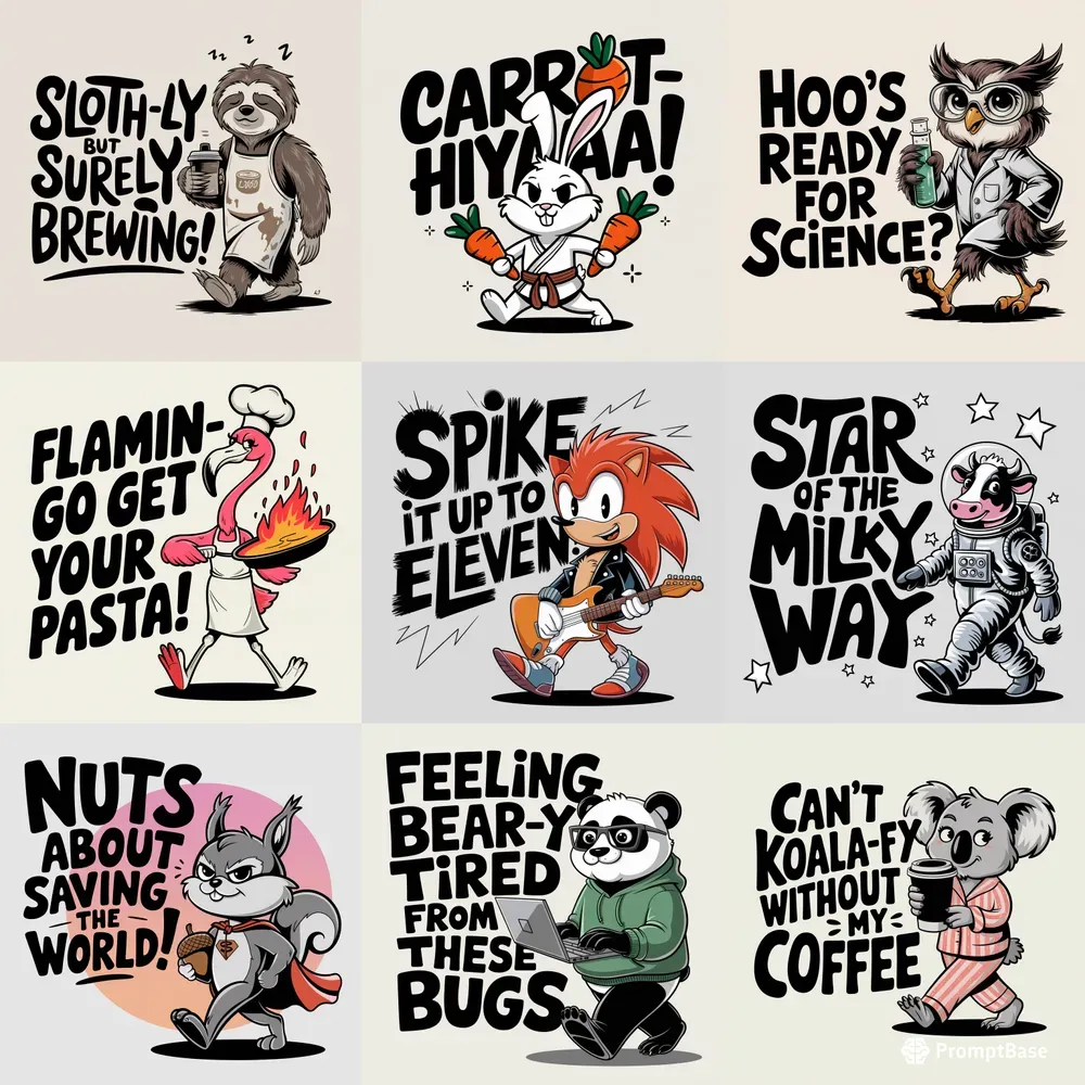 Groovy Cartoon Animal Designs