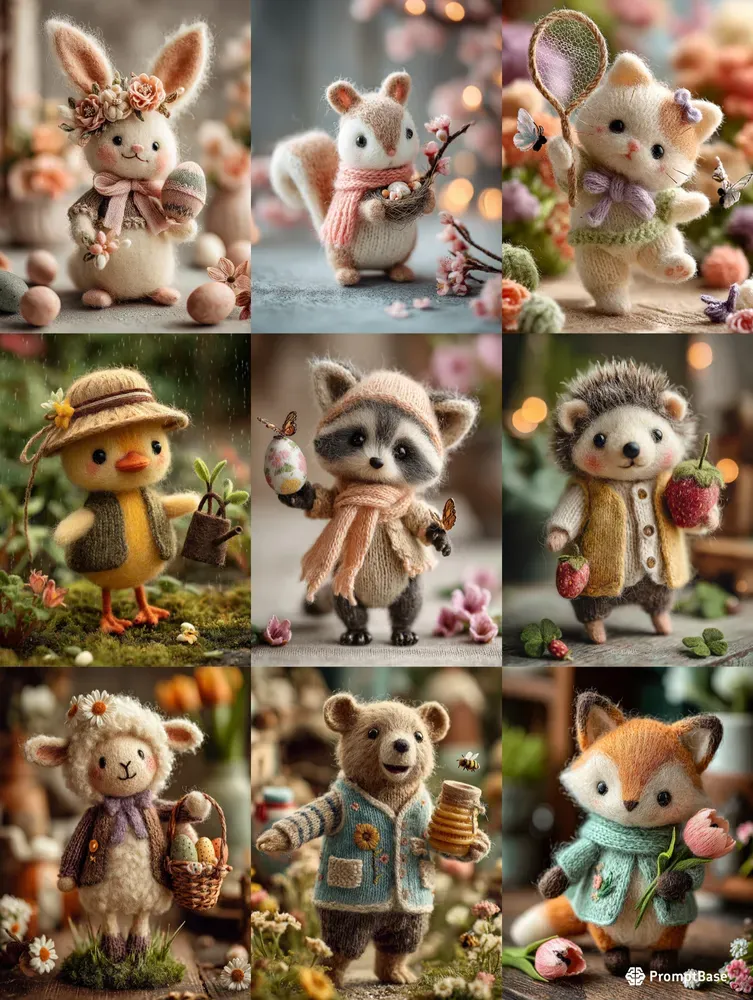 Spring Felt Animals Easter Clipart Cuts