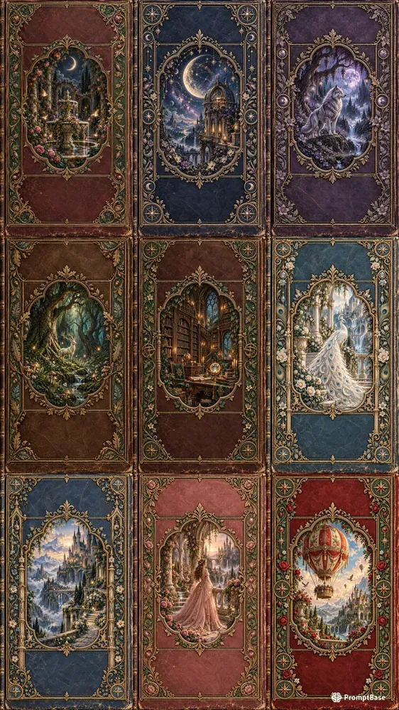 Stylized Fantasy Embossed Book Covers