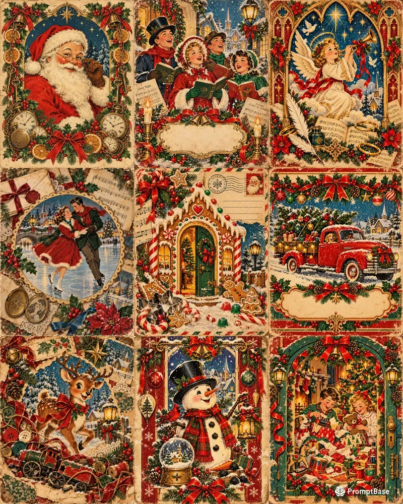 Vintage Christmas Journal Cover Designs