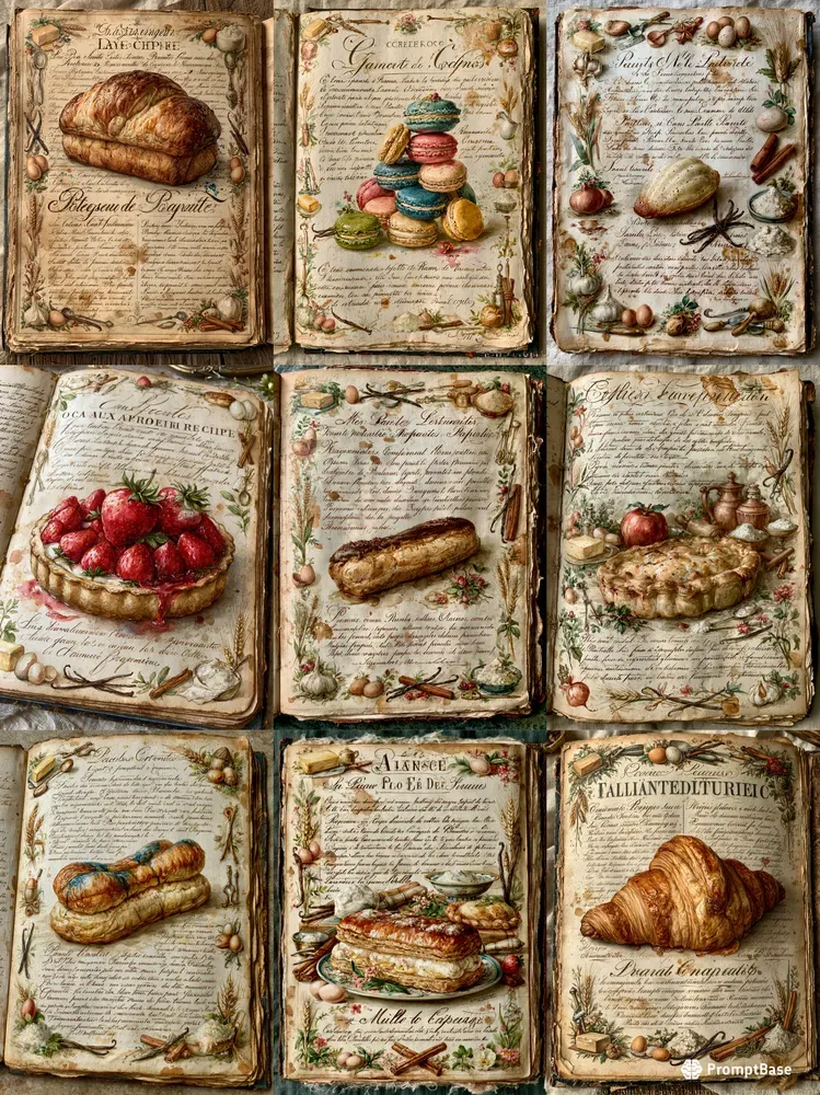 Vintage French Recipe Journal Pages