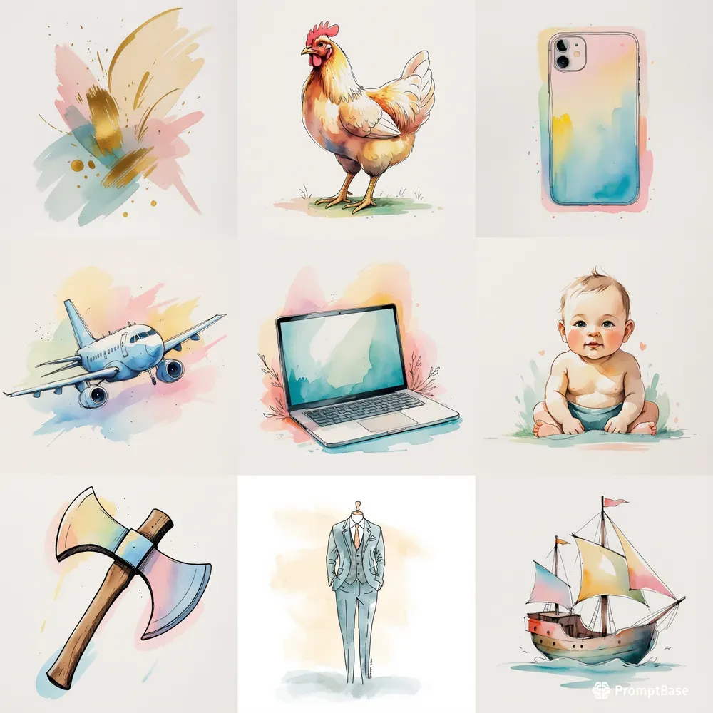 Minimalist Watercolor Doodle Art