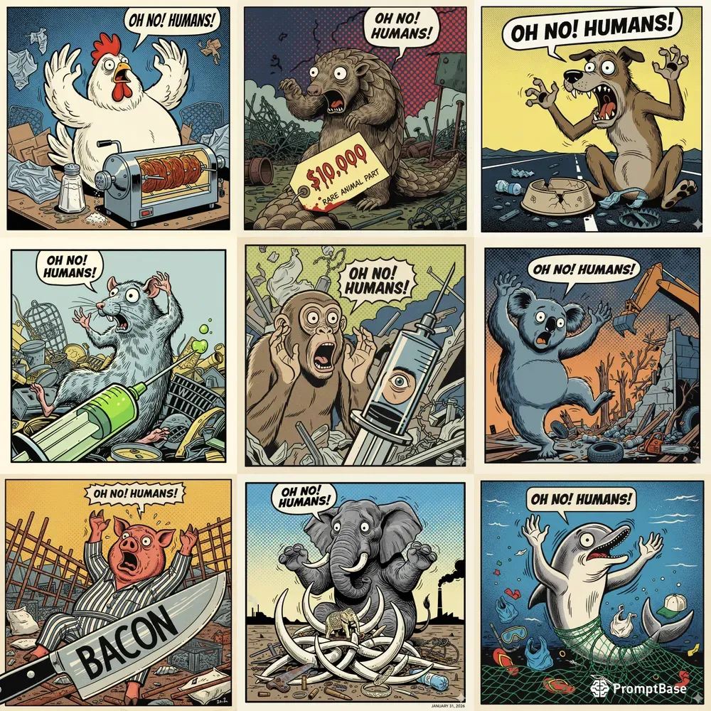 Satirical Cartoons Of Endangered Animals