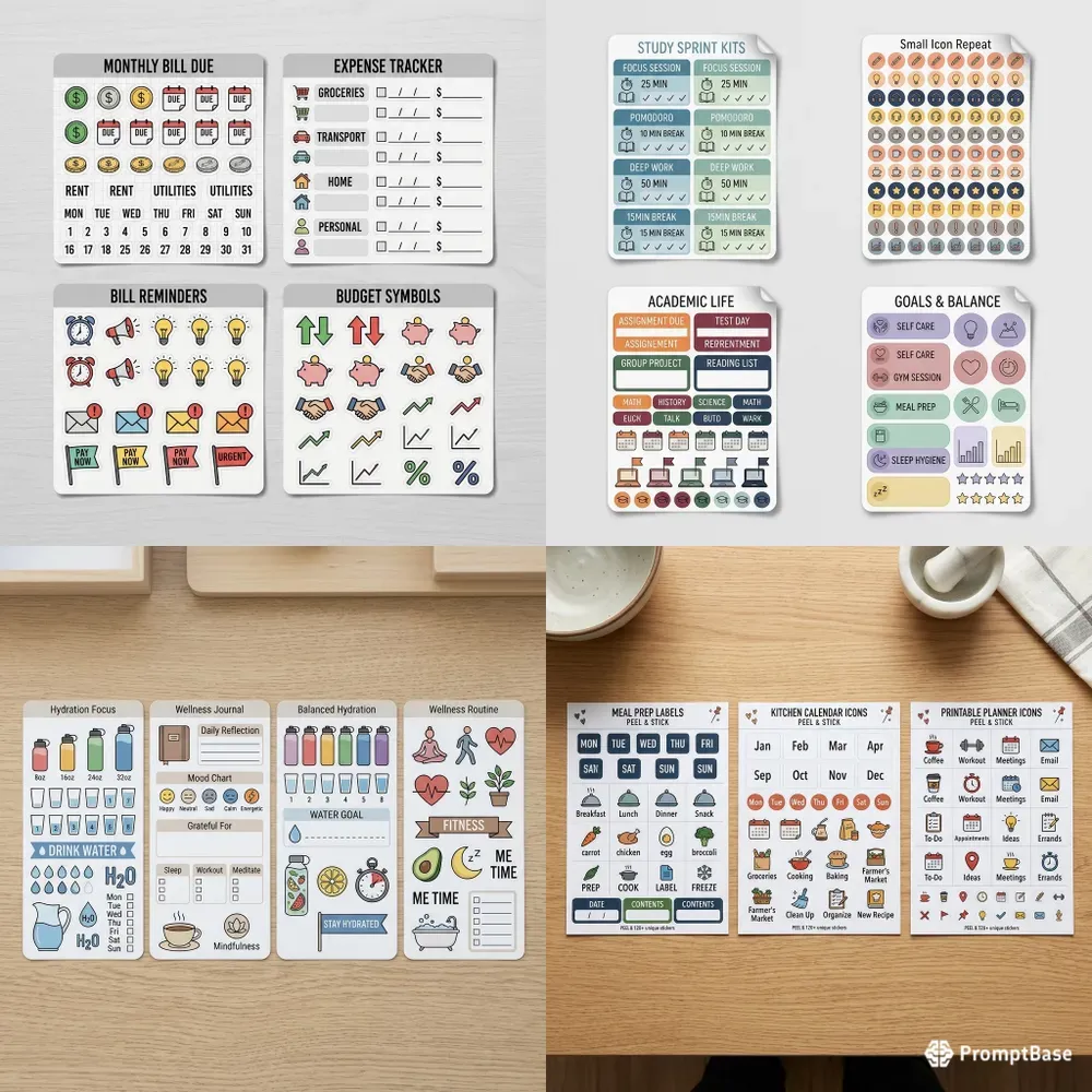 Planner Icon Sticker Sheets
