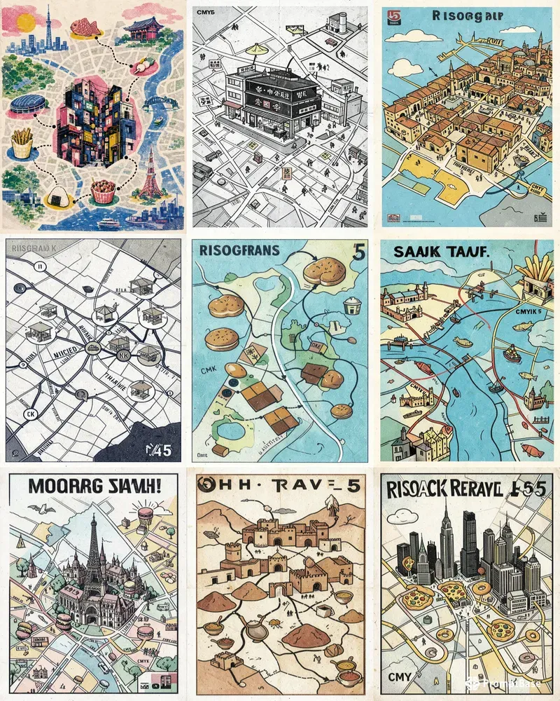 Risograph Snack Travel Maps