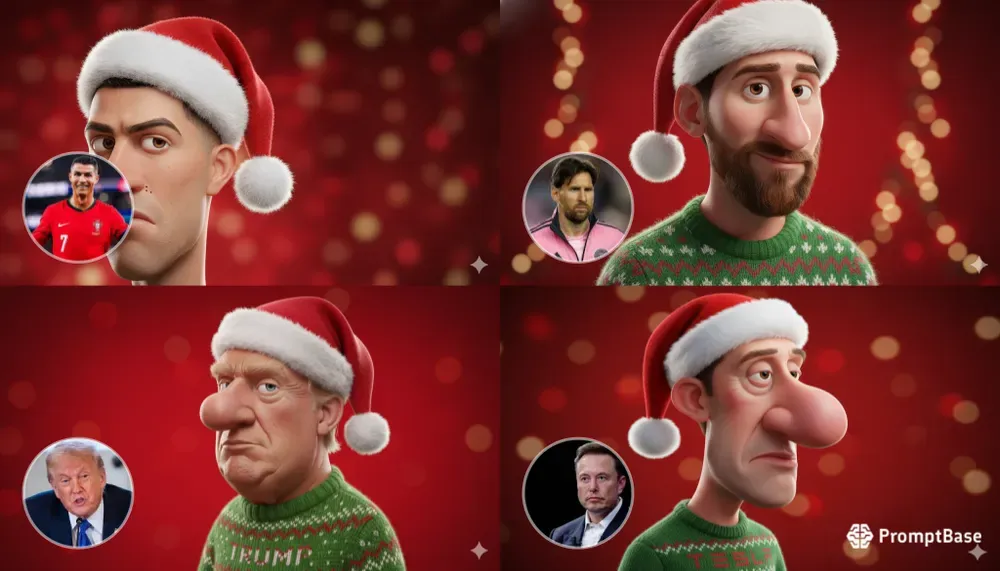Festive Stylized 3D Cartoon Portraits