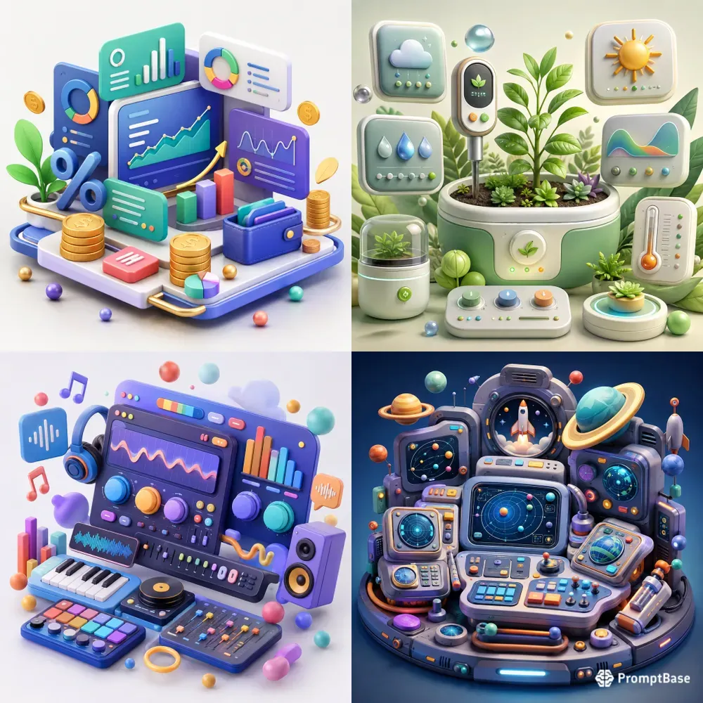 3D Soft UI Object Compositions