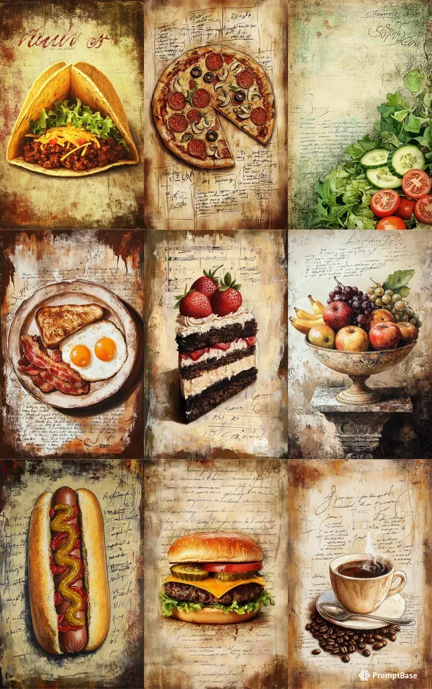 Vintage Culinary Art Elegant Illustrations