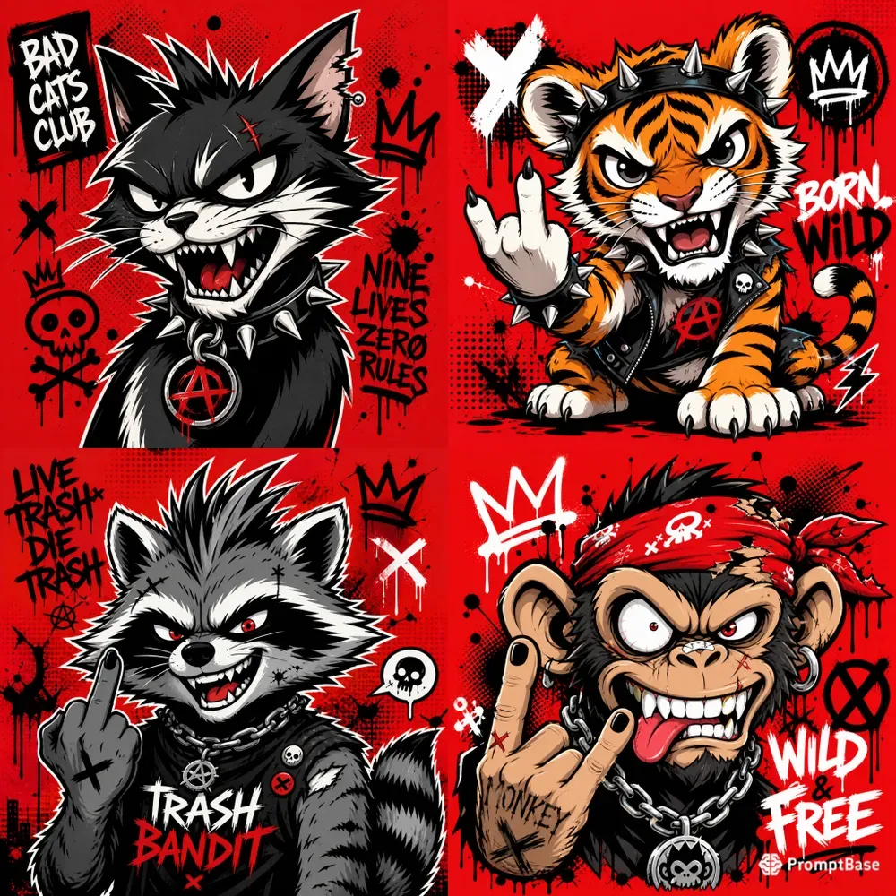 Punk Mascot Cartoon Packs