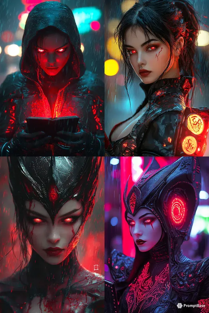 Cyberpunk Blood Witch Fantasy Portraits