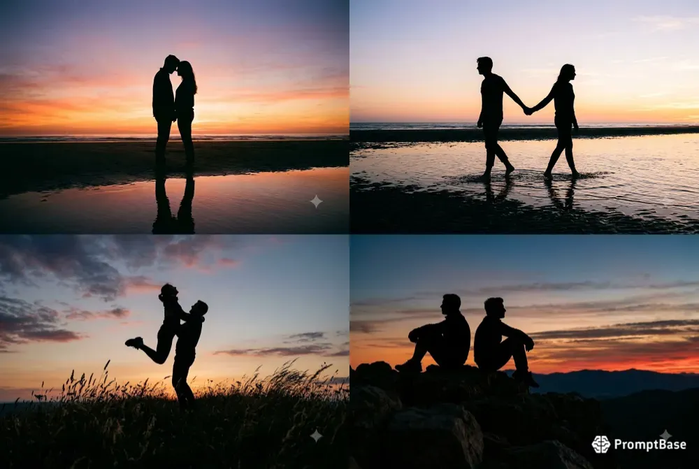 Backlit Couple Silhouette Photography