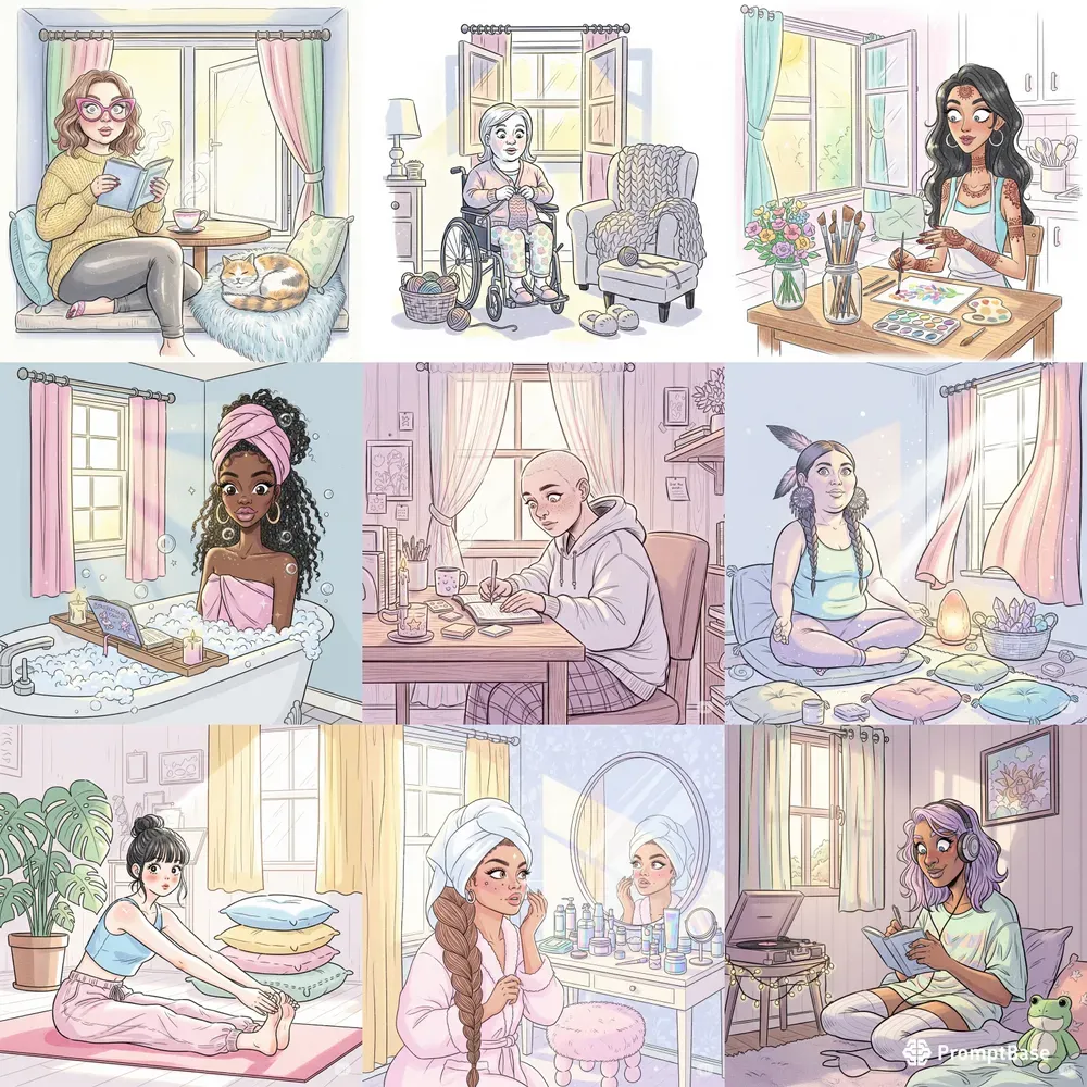 Pastel Glittercore Selfcare Sketches