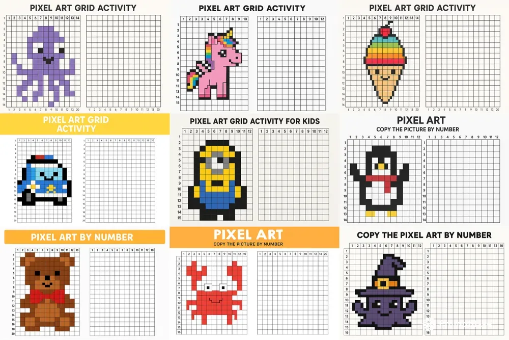 Pixel Art Grid Activities For Kids