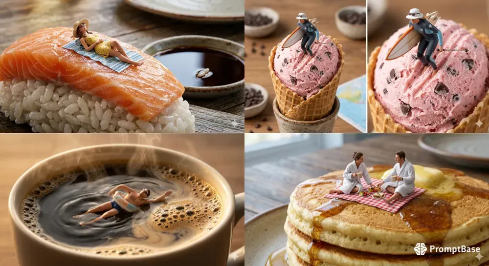 Tiny People Living In Food