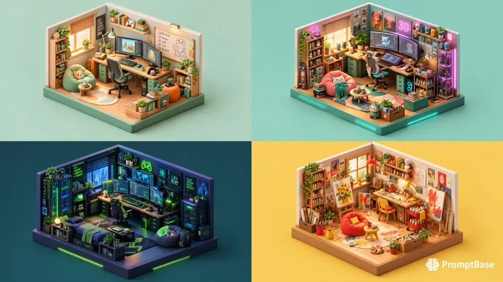 3D Isometric Micro Rooms