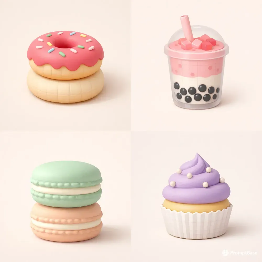 Cute Minimal 3D Desserts