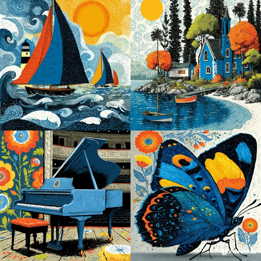 Gouache Screenprints Bold Retro Inks