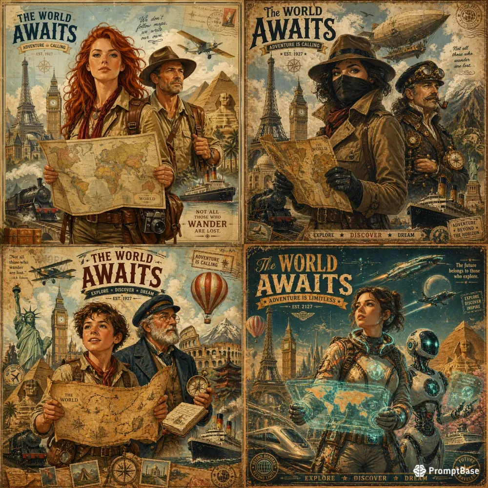 Vintage Global Explorer Posters