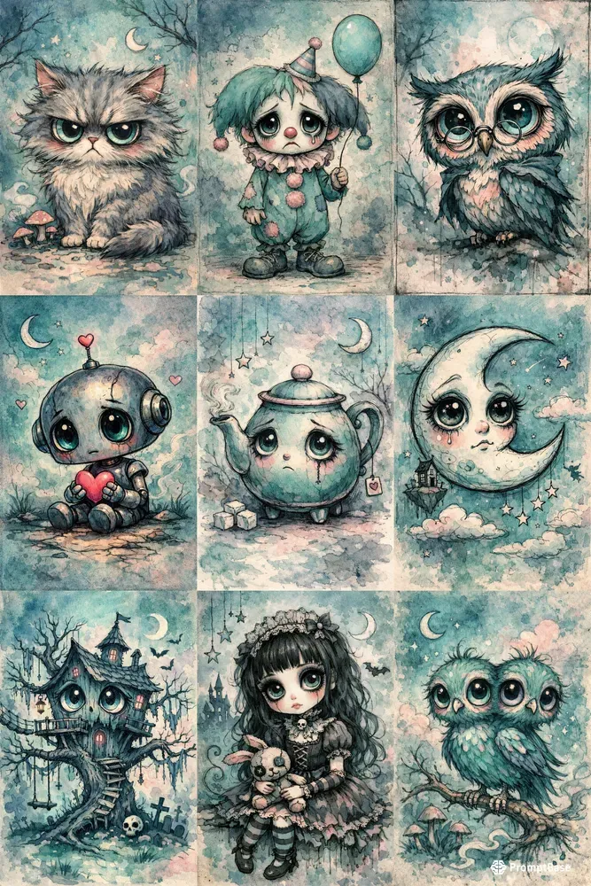 Whimsical Teal Nightmares