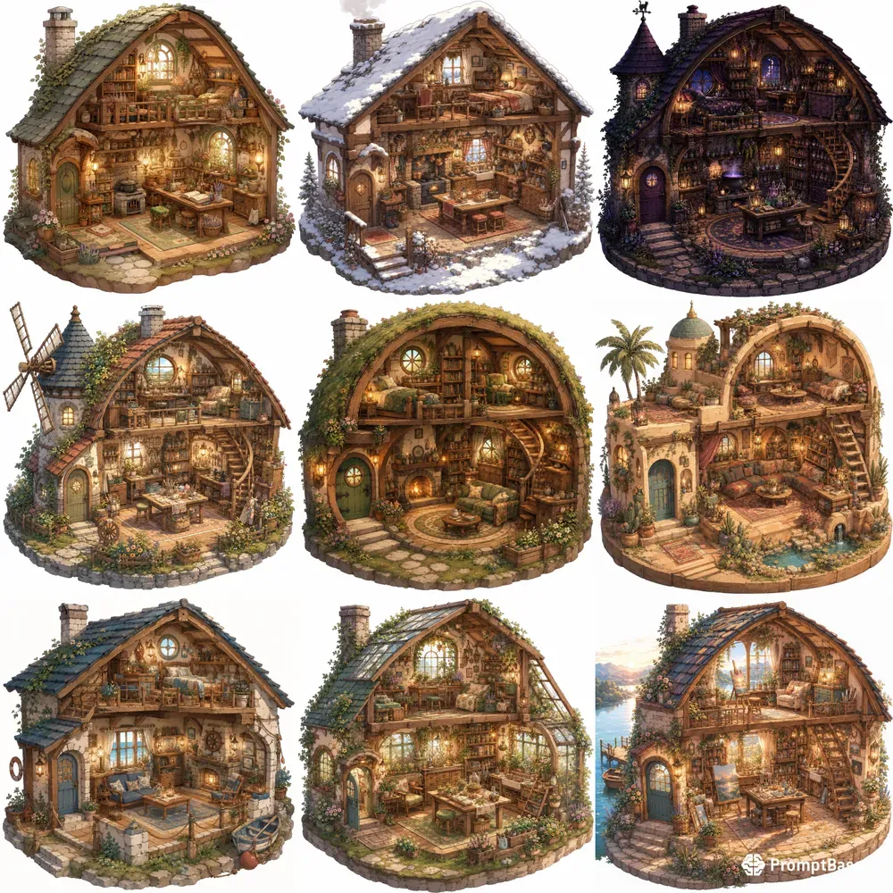 Miniature Cozy Anime Cottage Dioramas