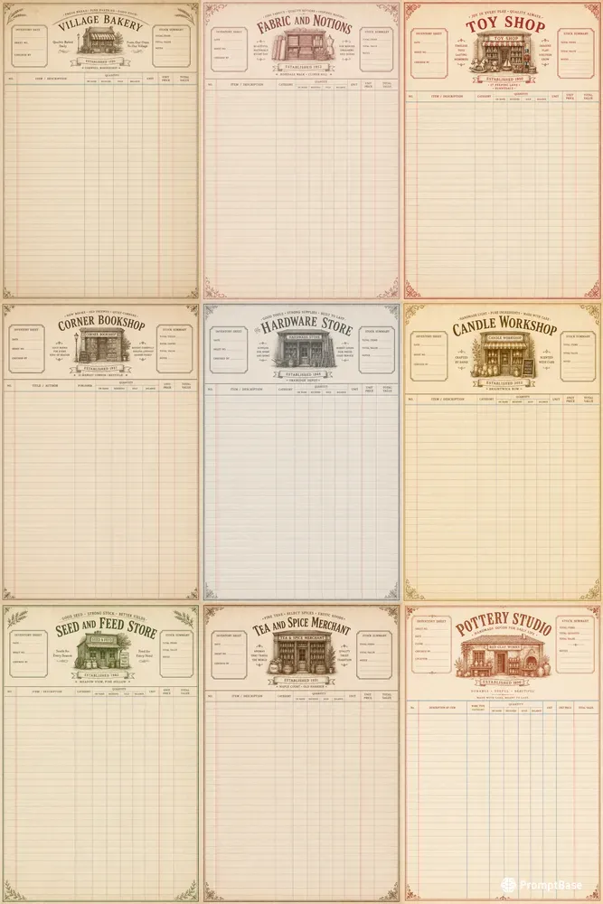 Shop Inventory Journal Pages